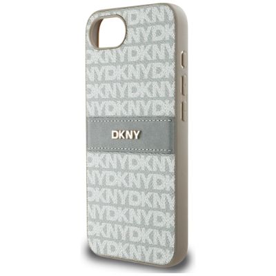 6. DKNY Repeat Texture Pattern with Tonal Stripe iPhone 16e Case - Beige