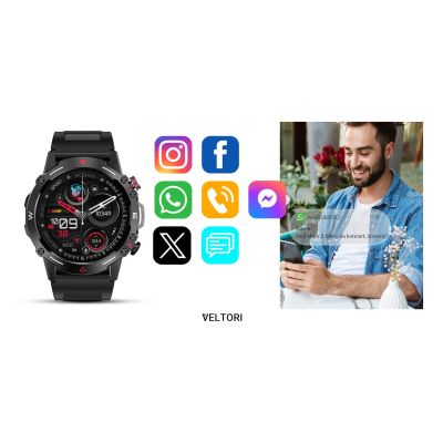 11. VELTORI VT110-1 Smartwatch Black Silicone Strap
