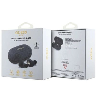 6. Guess 4G Metal TWS Headphones with ENC Charging Station - Black