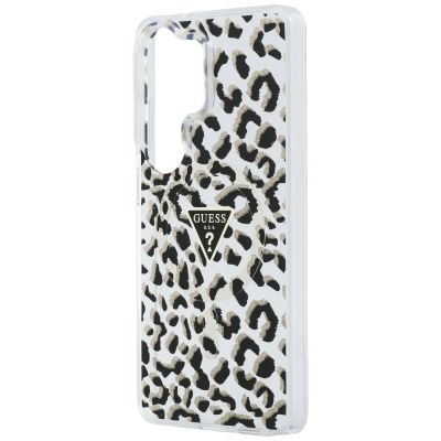 6. Guess IML Leopard Print Triangle MagSafe Case for Samsung Galaxy S26 Ultra - Black