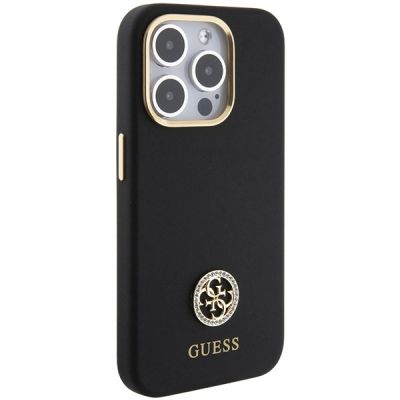 4. Guess Silicone Logo Strass 4G Case for iPhone 15 Pro - Black