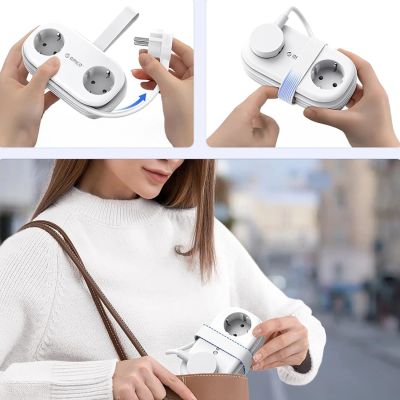 5. Orico AP3 20W GaN 5in1 Power Strip 2x AC + 2x USB-A + 1x USB-C - White