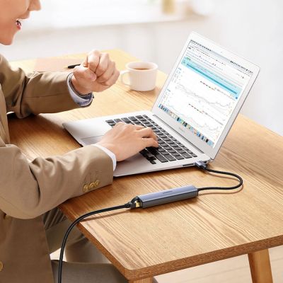 7. Ugreen multifunctional adapter HUB USB 3.0 - 3 x USB / Ethernet RJ-45 / USB Type C PD gray (CM475)