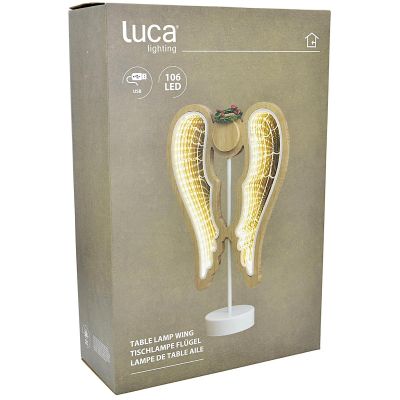 5. DECORATIVE ANGEL WINGS WOODEN 106 LED INFINITY 37CM USB LUCA