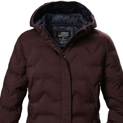 3. Killtec KOW 9 women's quilted jacket with hood, waterproof long winter parka, burgundy (41806/447)