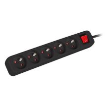 LANBERG 1.5 m Power Strip, 5 x 230 V, PL, with Switch, Cable Made of Pure Copper, Black
