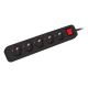 LANBERG 1.5 m Power Strip, 5 x 230 V, PL, with Switch, Cable Made of Pure Copper, Black