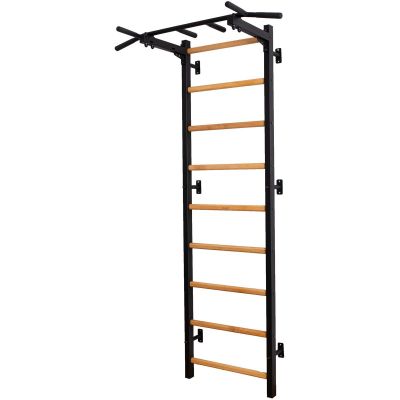 8. WOODEN AND METAL GYMNASTIC WALL BAR WITH METAL BAR BENCHK 721B