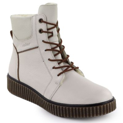 Beige women’s leather ankle boots Rieker Y4303-80