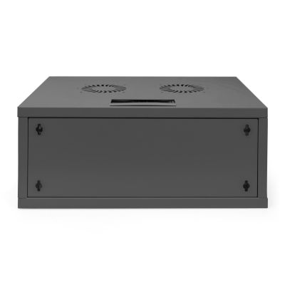 3. 19" 4U wall-mounted network cabinet, SOHO 241 x 540 x 400 mm, glass door, black, unassembled, 60 kg