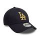 3. New Era 9FORTY MLB LA Los Angeles Dodgers Metallic Navy Strapback Cap - 60595193