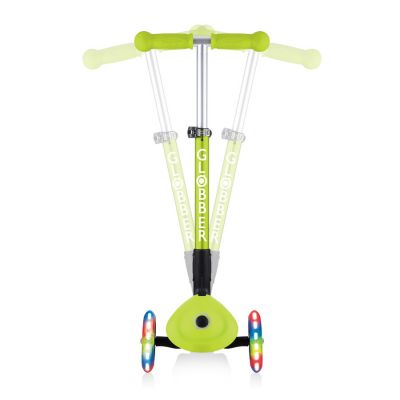 19. Globber Foldable 3-Wheel Scooter Lights Lime Green Jr 437-106