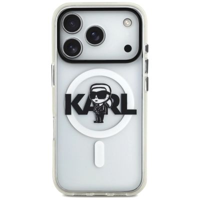 3. Karl Lagerfeld IML Karl Sketch Logo MagSafe Case for iPhone 17 Pro - Transparent