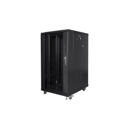 2. Lanberg FF01-6822-12B rack cabinet (22U; 19''; 1160 mm / 600 mm / 800 mm; floor-standing; glass; 800 kg; black)