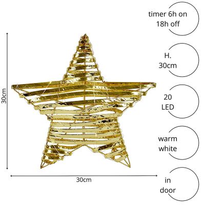 5. DECORATIVE STAR 20 LED 30 CM GOLD