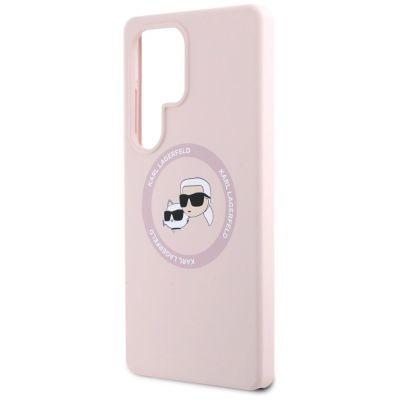 6. Karl Lagerfeld Silicone Double Heads And Circle MagSafe Samsung Galaxy S25 Ultra Case Pink
