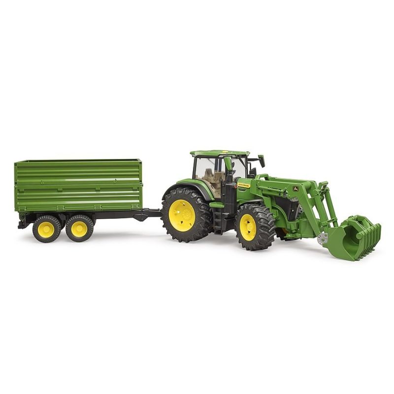 2. John Deere 7R 350 tractor with front loader and 2-axle trailer 03155 BRUDER