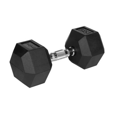 4. HEX 2x15 kg rubber-coated cast iron dumbbells REBEL ACTIVE