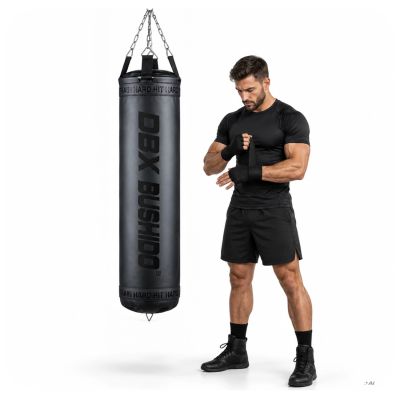 PREMIUM Punching Bag + Hoop SBRX Black Empty - 150cm | DBX Bushido