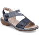 Women's leather sandals with velcro, navy blue, Rieker 65964-12