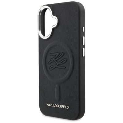 6. Karl Lagerfeld Initial & Metal Logo MagSafe Case for iPhone 16 - Black