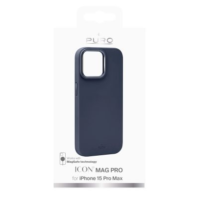 2. Puro Icon Mag Pro MagSafe Silicone Case for iPhone 15 Pro Max - Dark Blue