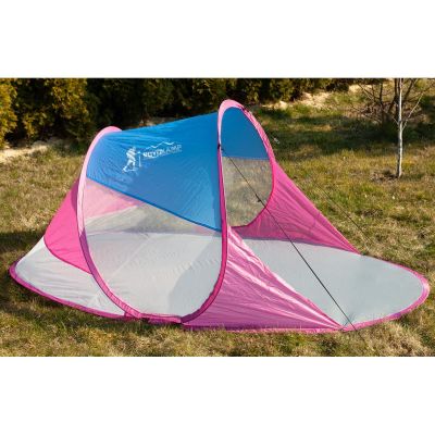 4. SELF-EXPLODING BEACH SCREEN TENT BLUE AND PINK