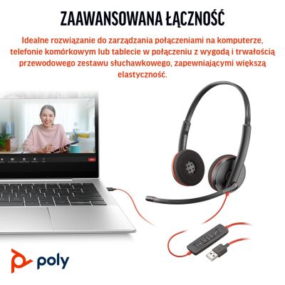 4. Poly Blackwire 3220 Stereo USB-C Headset +USB-C/A Adapter (Bulk)