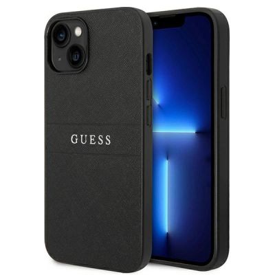 Guess Saffiano Strap Case for iPhone 14 Plus - Black