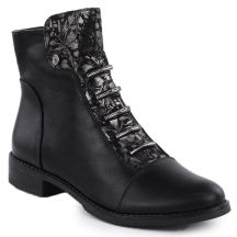 Women’s Black Floral Ankle Boots Jezzi ASA62-16