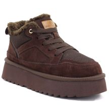 Women's leather ankle boots, chocolate platform snow boots, Potocki CA13312
