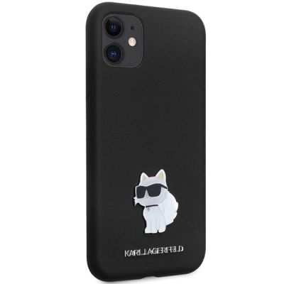 4. Karl Lagerfeld KLHCN61SMHCNPK case for iPhone 11 / Xr - black Silicone C Metal Pin