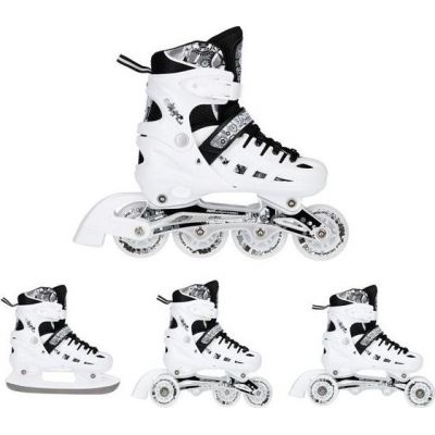 NH10905 4in1 WHITE LED SIZE S(31-34) ROLLER SKATES WITH DIMENSIONAL HOCKEY BLADE NILS EXTREME