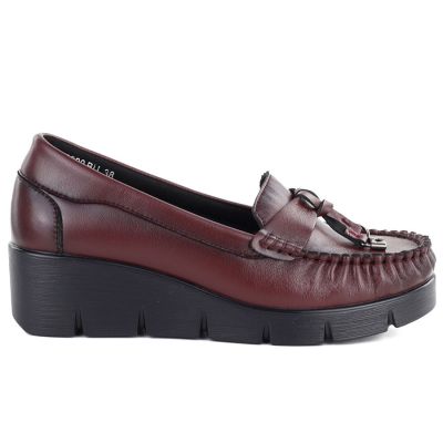 2. Vinceza 39990 Burgundy Leather Wedge Moccasins