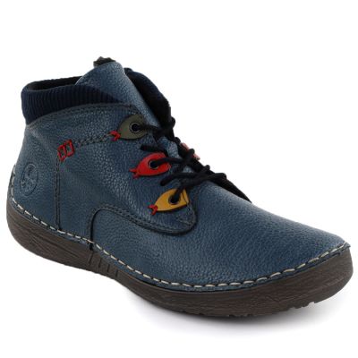 Comfortable insulated blue women's ankle boots Rieker 52544-14