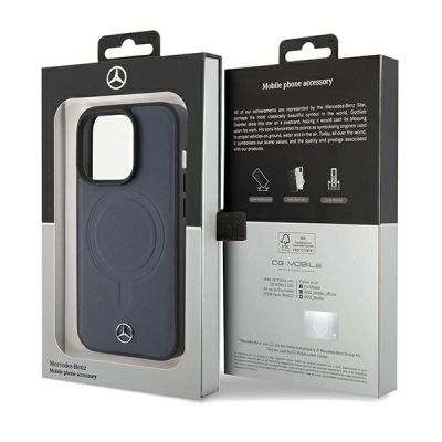 8. Mercedes Smooth Leather MagSafe case for iPhone 15 Pro - navy blue