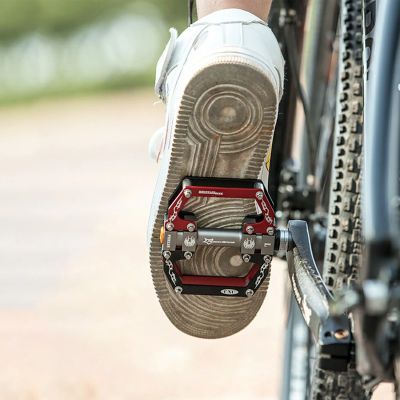 3. Rockbros 2010-12SBKR Aluminum Bicycle Pedals with Sealed Bearings - Black and Red