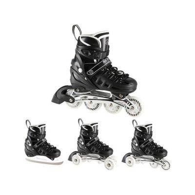 NH10905 4in1 BLACK LED SIZE S(31-34) ROLLER SKATES WITH DIMENSIONAL HOCKEY BLADE NILS EXTREME