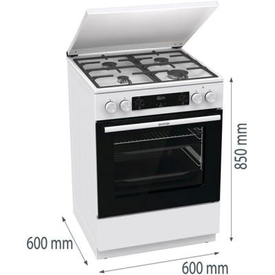 10. GORENJE GKS6C71WF gas-electric cooker 60 cm | AirFry | ExtraSteam | FrozenBake | white