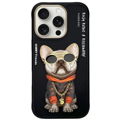 Nimmy Glasses Cool Dog Case for iPhone 16 Pro Max - Black