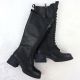 10. Women’s Leather Lace-Up Officer Boots with Block Heel, Black, Vinceza 66804