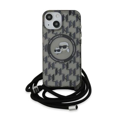 2. Karl Lagerfeld IML Crossbody Monogram Karl & Choupette Head MagSafe Case for iPhone 15 / 14 / 13 - Black