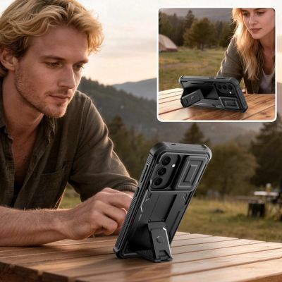 3. Tech-Protect Kevlar Cam+ 2-Set Case for Samsung Galaxy A57 5G - Black