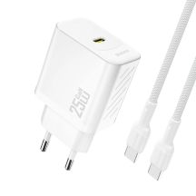 Dudao A27CEU PD 25W GaN SB-C Wall Charger with USB-C Cable - White