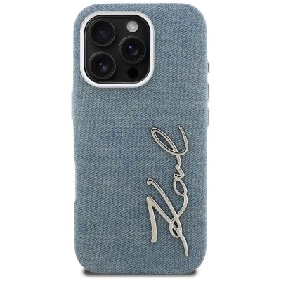 3. Karl Lagerfeld FW Jeans Signature Logo iPhone 16 Pro Max Case - Blue