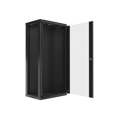 8. Lanberg WF01-6427-10B single-section cabinet (27U; 1300mm / 600mm / 450 mm; wall-mounted; Glass; 19''; black)