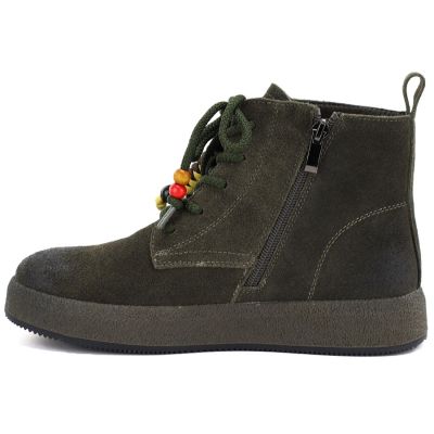 7. Women's leather ankle boots with thick soles, green Artiker 59C1132