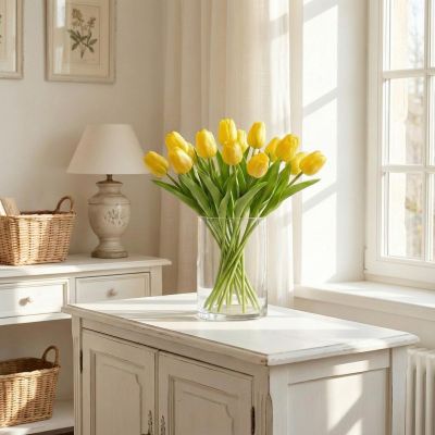 12. YELLOW TULIP 31CM LIFE-LIKE SPRING DECORATION