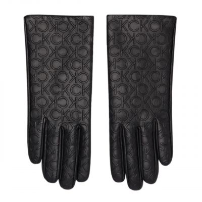7. Calvin Klein Re-lock Debossed Leather Gloves W K60K609975