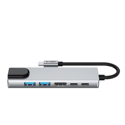 3. Tech-Protect HB02 HUB Adapter 6in1 USB-C + USB2.0 + USB3.0 + HDMI 4K 30Hz + RJ45 + PD100W - gray